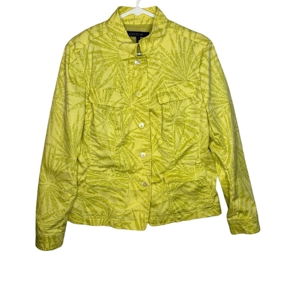 Lafayette 148 Chartreuse Green Front Button Long Sleeve Jacket 12